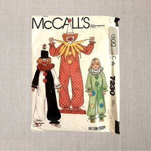 Vintage McCall’s 1980 Clown Costume Sewing Pattern